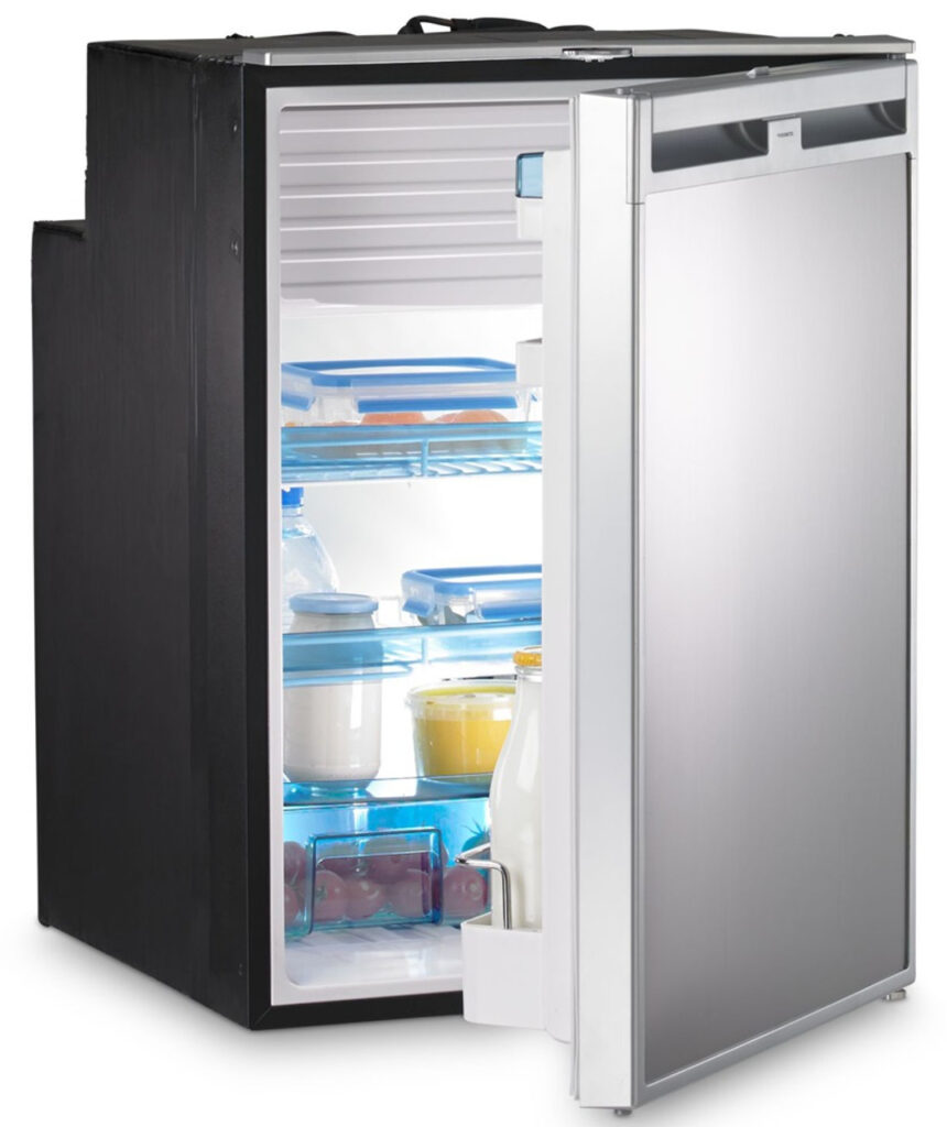 Caravan refrigerator for keeping food and drinks cool while traveling