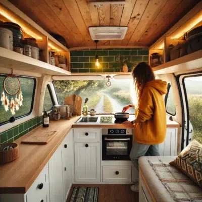 induction cooktop in a campervan